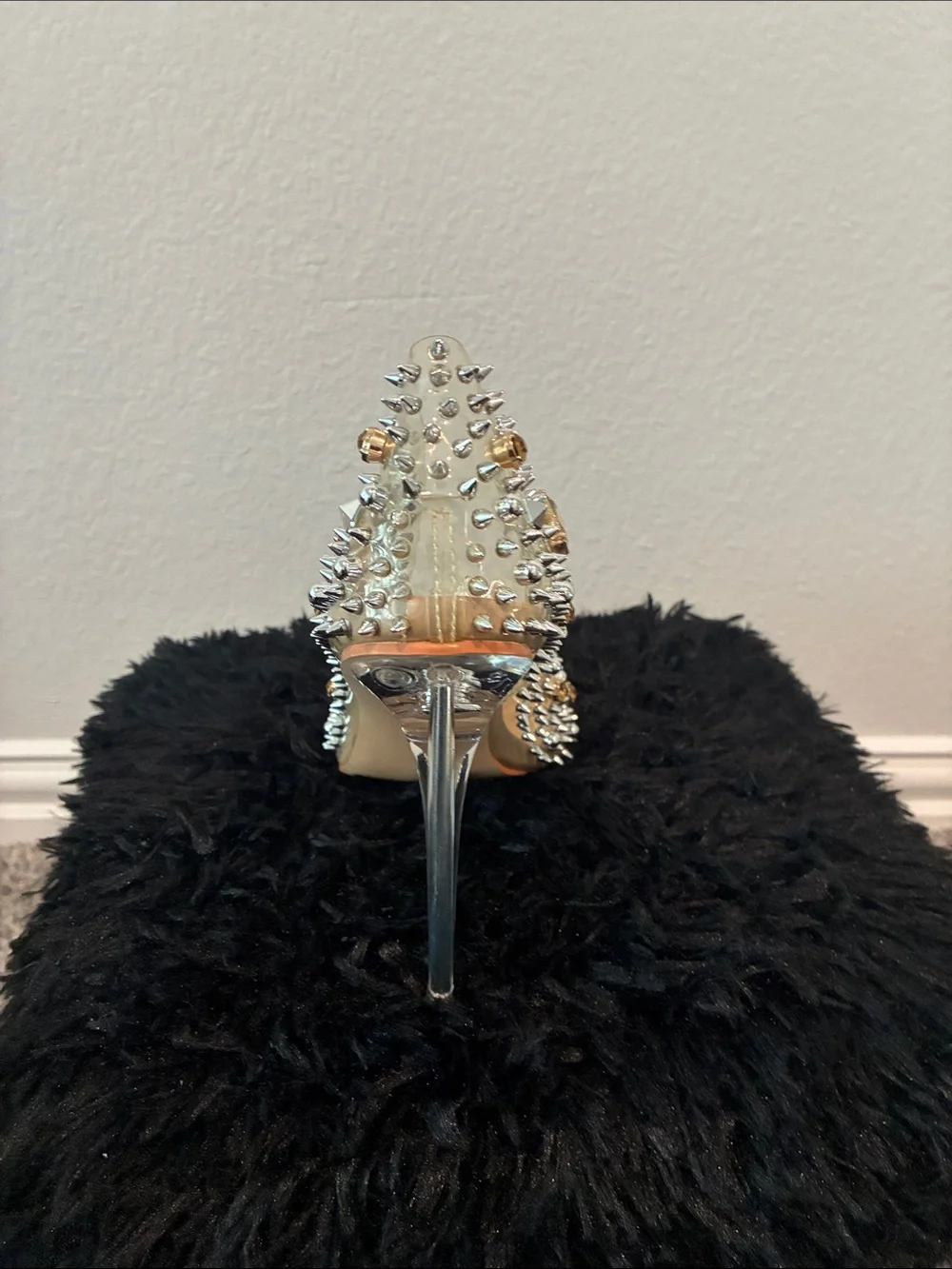 AKIRA Clear Pointed Stiletto Pump with Silver Studs